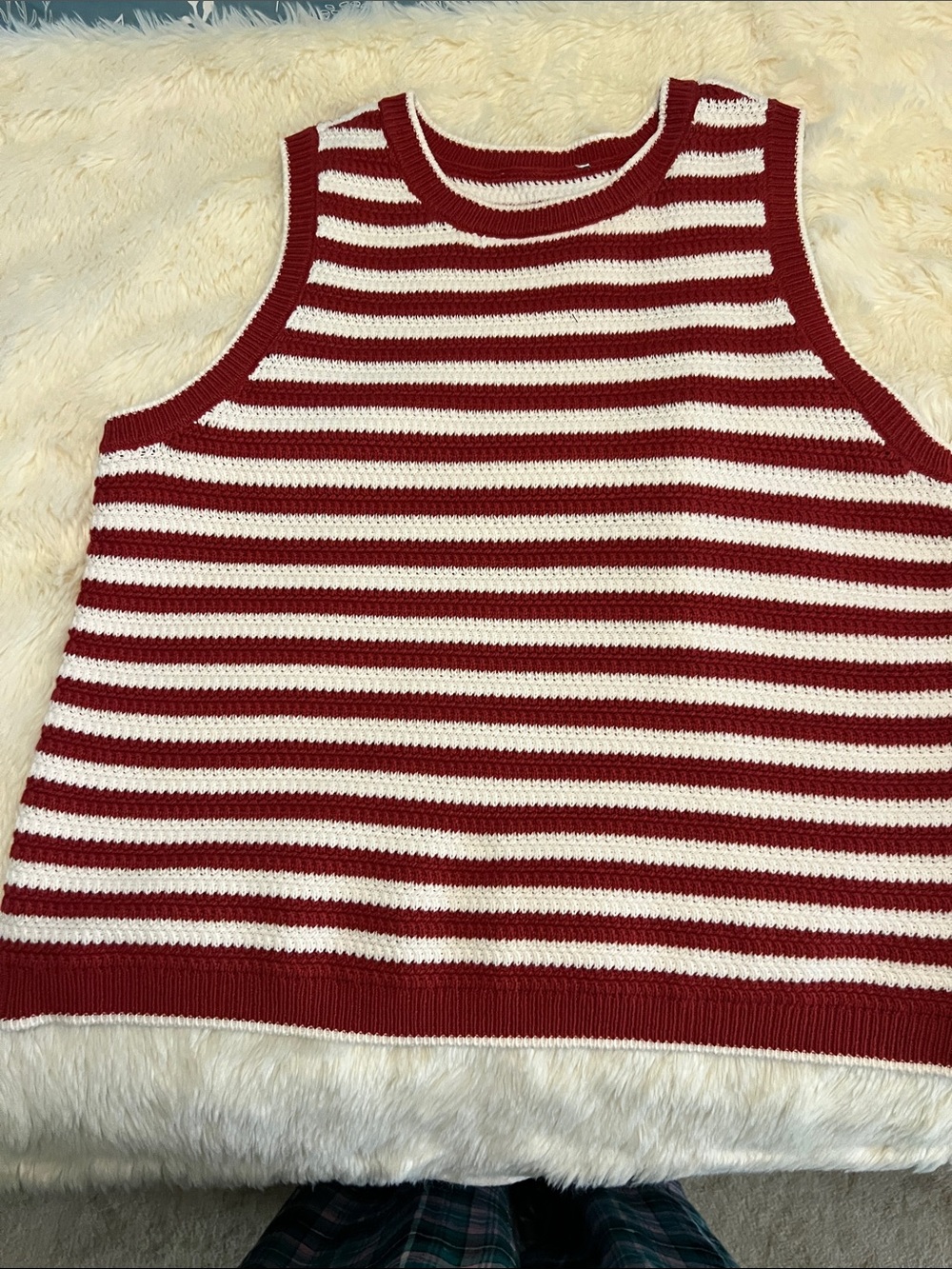 Striped Red and White Knit Tank Top